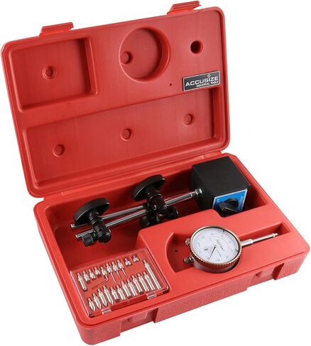 Accusize Industrial Tools 3 Pc Set, 110 Lb Capacity Magnetic Base, 0-1'' by 0.001'' Dial Indicator and 22 Ps Indicator Point Kit, Eg01-1039 in Saudi Arabia