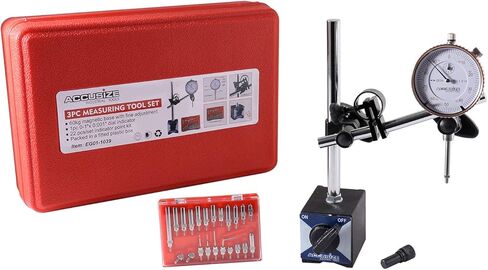 Accusize Industrial Tools 3 Pc Set, 110 Lb Capacity Magnetic Base, 0-1'' by 0.001'' Dial Indicator and 22 Ps Indicator Point Kit, Eg01-1039 in Saudi Arabia