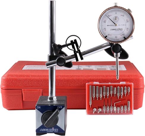 Accusize Industrial Tools 3 Pc Set, 110 Lb Capacity Magnetic Base, 0-1'' by 0.001'' Dial Indicator and 22 Ps Indicator Point Kit, Eg01-1039 in Saudi Arabia