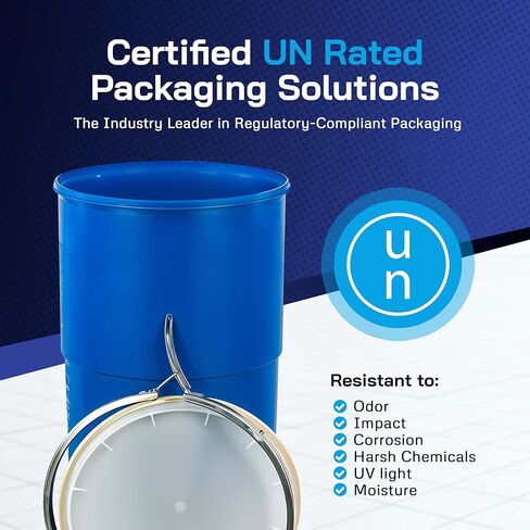 Air Sea Containers - 15 Gallon Open-Head UN Rated Plastic Drum w/Ring Lock Lid - Lightweight, Versatile & Durable Storage Buckets With Lids in Kuwait