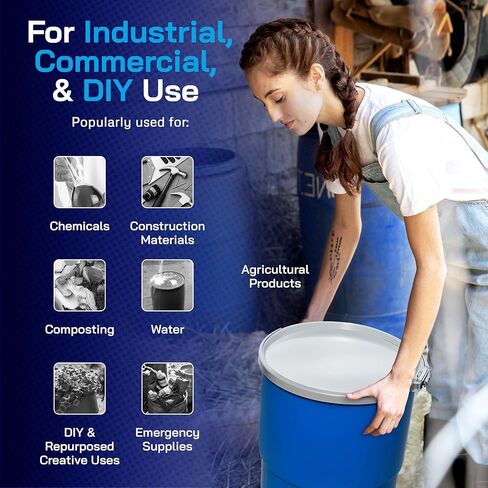 Air Sea Containers - 15 Gallon Open-Head UN Rated Plastic Drum w/Ring Lock Lid - Lightweight, Versatile & Durable Storage Buckets With Lids in Kuwait