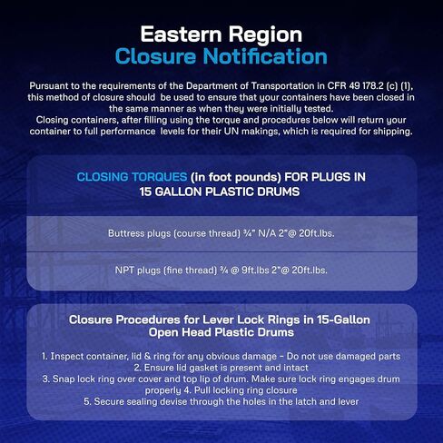 Air Sea Containers - 15 Gallon Open-Head UN Rated Plastic Drum w/Ring Lock Lid - Lightweight, Versatile & Durable Storage Buckets With Lids in Kuwait