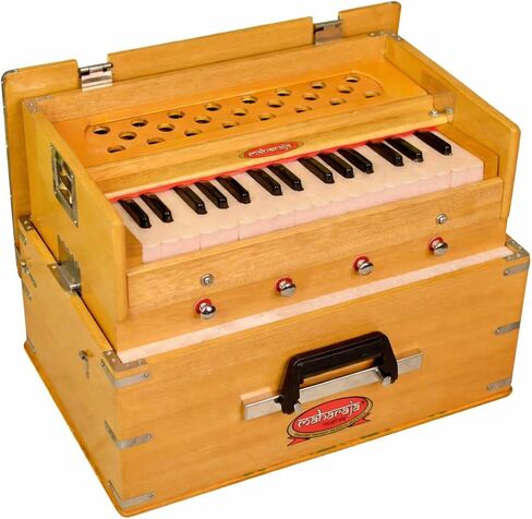 Maharaja Kirtan Harmonium KHF2 | Portable Flight Model | Natural Colour | Professionally Tuned | in USA | Handmade For Yoga & Kirtan | Fits Overhead Compartment in Kuwait