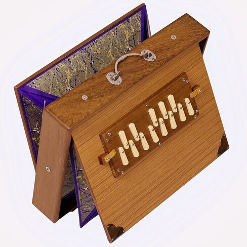 National Music Shruti Box LL1, Natural Wood Color, Teak Wood, 20x14x7 Inches, 10 Kg, C3 to C4 1 Octave, 13 Notes, 440/432Hz Tuned in Saudi Arabia