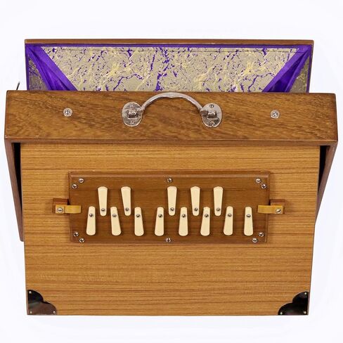 National Music Shruti Box LL1, Natural Wood Color, Teak Wood, 20x14x7 Inches, 10 Kg, C3 to C4 1 Octave, 13 Notes, 440/432Hz Tuned in Saudi Arabia