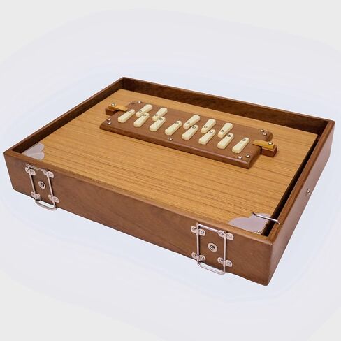 National Music Shruti Box LL1, Natural Wood Color, Teak Wood, 20x14x7 Inches, 10 Kg, C3 to C4 1 Octave, 13 Notes, 440/432Hz Tuned in Saudi Arabia