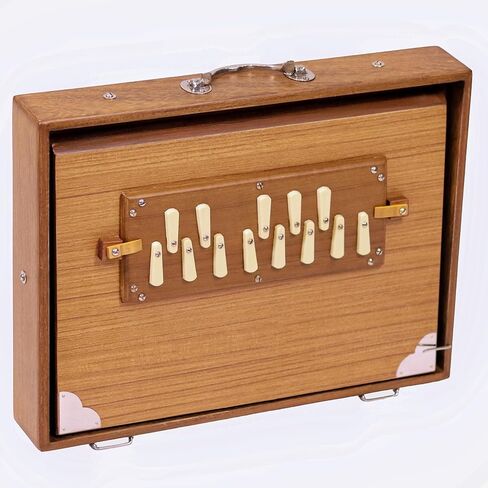 National Music Shruti Box LL1, Natural Wood Color, Teak Wood, 20x14x7 Inches, 10 Kg, C3 to C4 1 Octave, 13 Notes, 440/432Hz Tuned in Saudi Arabia