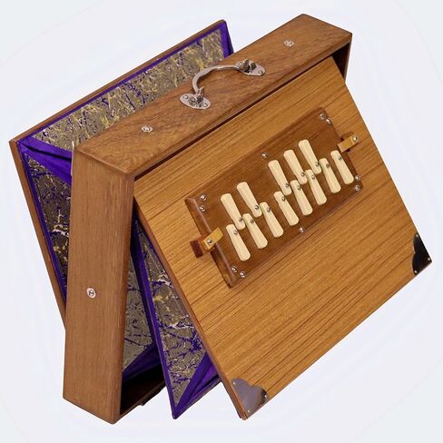 National Music Shruti Box LL1, Natural Wood Color, Teak Wood, 20x14x7 Inches, 10 Kg, C3 to C4 1 Octave, 13 Notes, 440/432Hz Tuned in Saudi Arabia
