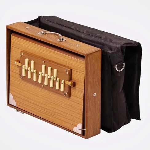 National Music Shruti Box LL1, Natural Wood Color, Teak Wood, 20x14x7 Inches, 10 Kg, C3 to C4 1 Octave, 13 Notes, 440/432Hz Tuned in Saudi Arabia
