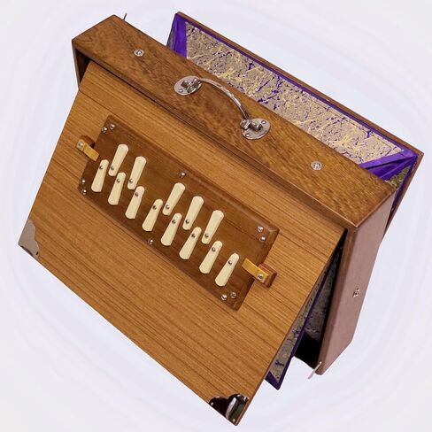 National Music Shruti Box LL1, Natural Wood Color, Teak Wood, 20x14x7 Inches, 10 Kg, C3 to C4 1 Octave, 13 Notes, 440/432Hz Tuned in Saudi Arabia