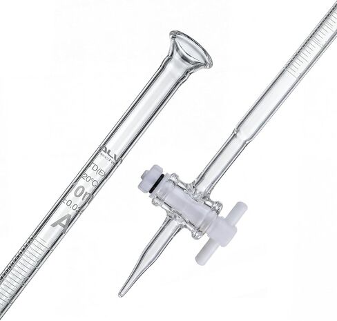 ALWSCI Class A Glass Burette 25ml with PTFE Stopcock, Borosilicate 3.3 Glass, 0.1ml White Graduations, Leak-Free & Grease-Free - for Laboratory Titration & Quantitative Analysis in Saudi Arabia
