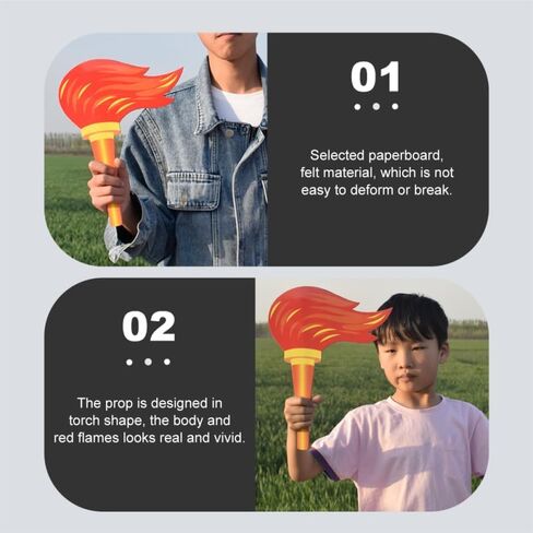 ibasenice Simulation Torch Props 2-Pack Lightweight Paperboard and Felt Fake Torches for Kids Birthday Parties Preschool Sports Ceremonies and Stage Performances 15.74 Inch in Saudi Arabia