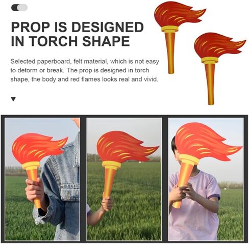 ibasenice Simulation Torch Props 2-Pack Lightweight Paperboard and Felt Fake Torches for Kids Birthday Parties Preschool Sports Ceremonies and Stage Performances 15.74 Inch in Saudi Arabia