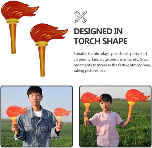 ibasenice Simulation Torch Props 2-Pack Lightweight Paperboard and Felt Fake Torches for Kids Birthday Parties Preschool Sports Ceremonies and Stage Performances 15.74 Inch in Saudi Arabia