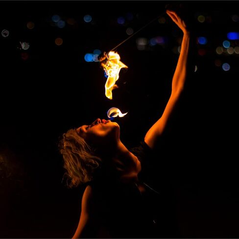 شعلة أكل النار - رأس كيفلر مون بليز منسوج مقاس 1 بوصة - طول 17 بوصة - تُباع بشكل فردي - تنفس النار، البصق، المنفاخ، السيرك، التدفق، دعامة الرقص - للمهرجانات والعروض - من FIRE MECCA in Kuwait