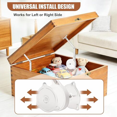 Soft Close Toy Box Hinges, 1 Pack Zinc Alloy Heavy Duty Lid Support, Universal Design Reversible Mounting, Smooth Quiet Lid Stay for Wooden Box in Saudi Arabia