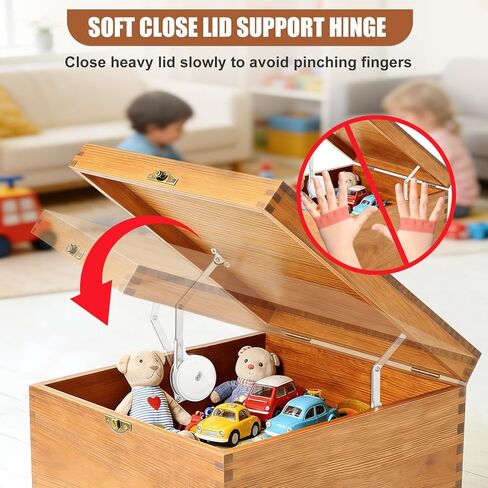 Soft Close Toy Box Hinges, 1 Pack Zinc Alloy Heavy Duty Lid Support, Universal Design Reversible Mounting, Smooth Quiet Lid Stay for Wooden Box in Saudi Arabia