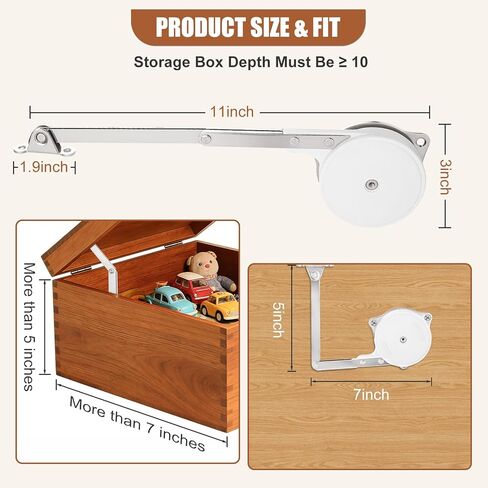 Soft Close Toy Box Hinges, 1 Pack Zinc Alloy Heavy Duty Lid Support, Universal Design Reversible Mounting, Smooth Quiet Lid Stay for Wooden Box in Saudi Arabia