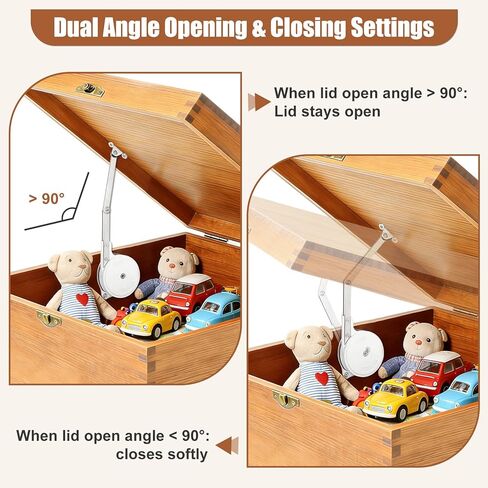 Soft Close Toy Box Hinges, 1 Pack Zinc Alloy Heavy Duty Lid Support, Universal Design Reversible Mounting, Smooth Quiet Lid Stay for Wooden Box in Saudi Arabia