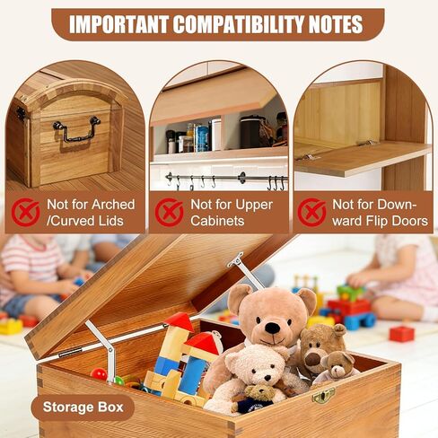 Soft Close Toy Box Hinges, 1 Pack Zinc Alloy Heavy Duty Lid Support, Universal Design Reversible Mounting, Smooth Quiet Lid Stay for Wooden Box in Saudi Arabia
