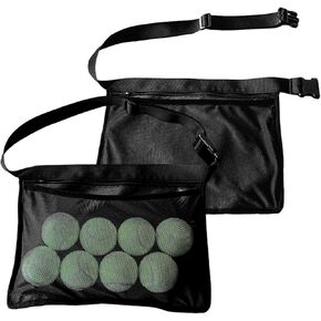 2Pcs Tennis Ball Band Holder Pickleball Ball Waist Bag with Adjustable Belt,Tennis Balls Holder Waist Pouch Carrier Holding 8 Tennis or Pickleball for Cycling,Golf(black,Size:13.68 x 10.63inch) in Kuwait