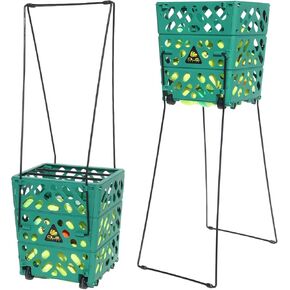 Tennis Ball Basket Tennis Ball Hopper with Wheels - 60 Balls Capacity Lightweight Picker Upper, Hands-Free Ball Retrieval Tool for Training & Court Use in Kuwait