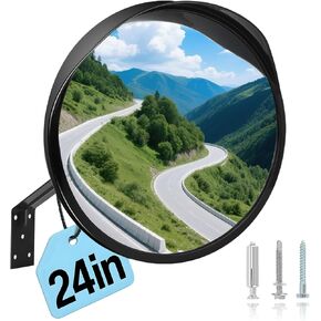 24" Unbreakable Convex Traffic Mirror – Adjustable Bracket, Wide-Angle Security Mirror for Retail Store, Garage, Warehouse, Blind Spot, Office, Parking Lot, Blind Spots Outdoor in Kuwait