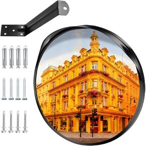 FYNPORT COVER 18’’ Convex Security Mirror – 180° Wide-Angle Blind Spot Coverage, Adjustable Mounting Bracket for Garage, Warehouse, Office, Driveways – Traffic Mirror for Home & Business Security in Kuwait