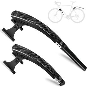ENLEE 2pcs Bike Fender Set - Reflective Road/Gravel/Folding Bicycle Fender, Lightweight Waterproof Front and Rear Bike Mud Guard, Suitable for Bicycle Tire Width: 23-35mm(only fit disc Brake), Black in Kuwait