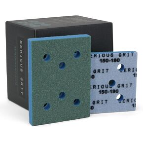 Serious Grit - 3" x 4" Foam Abrasive 120-150 Finish Sanding Pads - Fits Surfprep, Uneeda Ekasand, & Mirka - 1/2" Thick Soft Foam Hook & Loop Sandpaper Pads for 3x4 Sanders - Made in USA - 10 Per Box in Kuwait