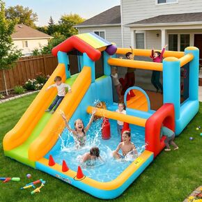 Akeydiy Bound House Mater Slide ، قلعة Bounce Bound مع شريحة وسباح ، ومياه قابلة للانفخت شريحة الفناء الخلفي للمنتزه المائي. in Kuwait