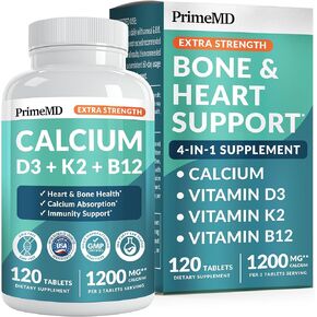 4-in-1 Calcium 1200 mg with Vitamin D3 Supplements for Women and Men - Calcium Extra Strength with Vitamin D3 K2 5000 IU Supplement,1200 mg per Serving -Free - Vegan-Friendly (120 Count) (Pack of 1) in Kuwait