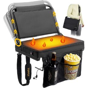 Heated Stadium Seat with Back Support Foldable Bleach Chair,Portable 90-180 °Angle and Adjustable Height Recliner and Thick Cushion,Used for Sports Events & Concerts Includes Shoulder Strap(Heatable) in Kuwait