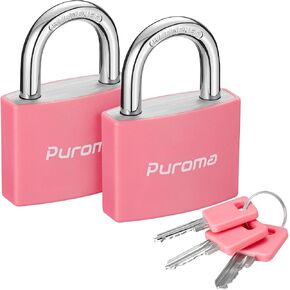 Puroma Lock Keyed Padlock, 2 Pack Aluminum Locks with 3 Keys Alike, 7/8 Inch Locker Lock 43mm Small Padlocks for Gate, Fence, Shed, Toolbox, School Gym Locker (Pink) in Kuwait