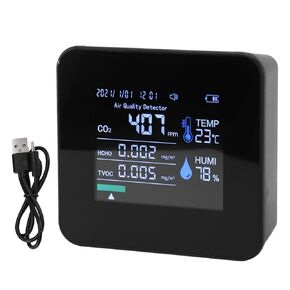 جهاز مراقبة جودة الهواء الداخلي 9 في 1، جهاز مراقبة جودة الهواء المحمول في الوقت الفعلي لثاني أكسيد الكربون ودرجة الحرارة والرطوبة والمزيد، جهاز قياس جودة الهواء للمكتب المنزلي in Kuwait