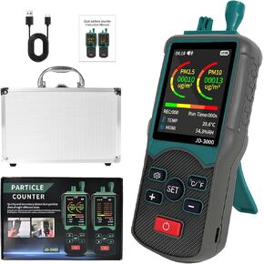 Dust Particle Detector, High Sensitivity 6-Channel PM0.3/0.5/1.0/3.0/5.0/10 µm Particulate Monitor PM2.5, PM10 Transfer/Storge Air Quality Pollution Monitor-JD3000 in Kuwait