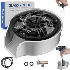 Glass Rinser for Kitchen Sink, High Pressure 360 Degree Rotating Glass Rinser with Pull-Out Spray Gun, Cup Washer Kitchen Sink Attachment (Black) in Saudi Arabia