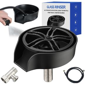 شطف الزجاج لحوض المطبخ، غسالة الزجاجات ذات الضغط العالي، غسالة الأكواب الأوتوماتيكية مع رذاذ قابل للسحب، شريط شطف الزجاج وشطف الزجاجة، تنظيف سريع يدور 360 درجة، الملحقات متضمنة (فضي) in Kuwait