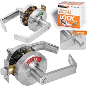 ضغط على زر قفل مقبض باب الحمام الشاغر مع علامة المؤشر، قفل رافعة الخصوصية للخروج الفردي التجاري ADA، مقبض يسار يمين قابل للعكس للحمام العام، أسود غير لامع in Kuwait