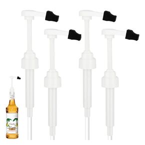 Coffee Syrup Pump for 750 ml Bottle, 4 Pack Syrup Dispenser Pumps Compatible with Monin Glass Bottles, Leak Proof Pump Dispenser with Tip Cover for Coffee Bar, Kitchen (Color:White) in Kuwait