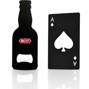 Kitchen Expert Stainless Steel Bottle Openers Combo | Set of 2 | Ace of Spade Card Shape | Beer Shape Opener | Bar Tools | Soda Opener |Unique Design | Barware Accessories | Black in Saudi Arabia