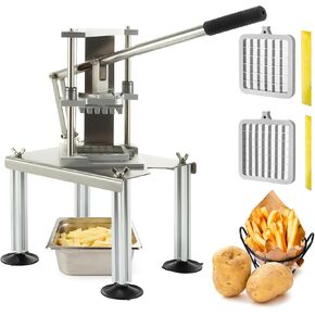 Stainless Steel French Fry Cutter with 1/2 & 3/8 Inch Interchangeable Blades, Suction Base Home Kitchen Tool for Family Cooking in Saudi Arabia