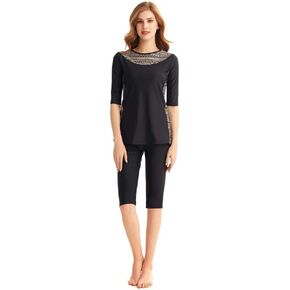 TianMaiGeLun ملابس سباحة إسلامية متواضعة بدلة ركوب الأمواج بأكمام قصيرة ملابس سباحة بوركيني ملابس سباحة محتشمة in Kuwait