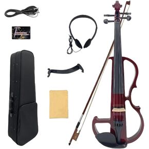 Yinfente Electric Violin 4/4 Full Size Silent 4 String Student Beginner Violin Ebony Fittings With Case Bow Shoulder rest Rosin Cable Headphone in Kuwait