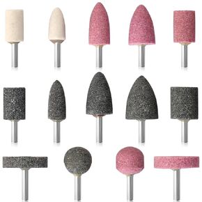 14 Pcs Drill Grinding Stone, HOMEIDOL 1/4" Shank Abrasive Bit Grinding Wheel for Drill Grinder Attachment, 4 Shapes Aluminum Oxide Rotary Grinding Stone Mounted Sharpening Bits for Metal, Polishing in Kuwait