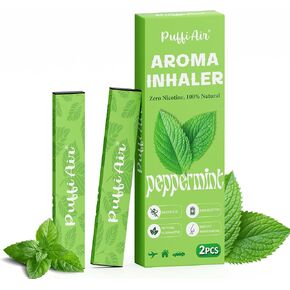جهاز استنشاق الهواء العشبي PUFFIAIR بالنعناع | مع منقوع النعناع الطبيعي للانتعاش الفوري والرغبة الشديدة وتخفيف التوتر، أجهزة الاستنشاق غير الكهربائية الخالية من الدخان والخالية من النيكوتين، يمكن استخدامها في أي مكان - قطعتان (2) in Kuwait
