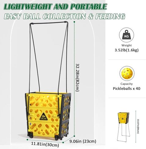 Pickleball Hopper Collector, 40 Pickleball Balls Capacity, Lightweight Pickleball Picker Upper, Pickleball Picking Ball Picking Tool. in Kuwait
