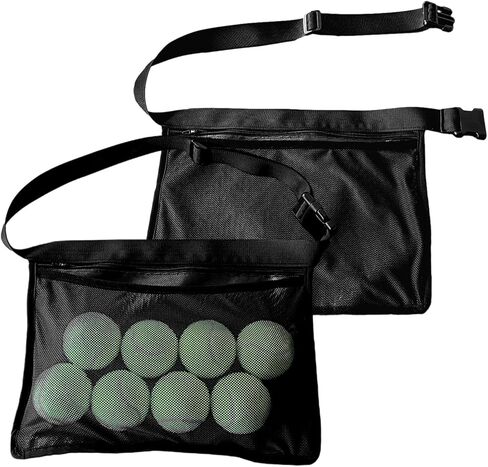2Pcs Tennis Ball Band Holder Pickleball Ball Waist Bag with Adjustable Belt,Tennis Balls Holder Waist Pouch Carrier Holding 8 Tennis or Pickleball for Cycling,Golf(black,Size:13.68 x 10.63inch) in Kuwait