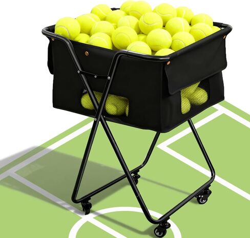 قادوس كرة تنس قابل للطي، يحمل 170 كرة، وعاء كرة تنس ذو سعة كبيرة مع عجلات لتدريب البيسبول على كرة البيسبول in Kuwait