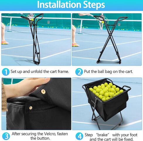 قادوس كرة تنس قابل للطي، يحمل 170 كرة، وعاء كرة تنس ذو سعة كبيرة مع عجلات لتدريب البيسبول على كرة البيسبول in Kuwait